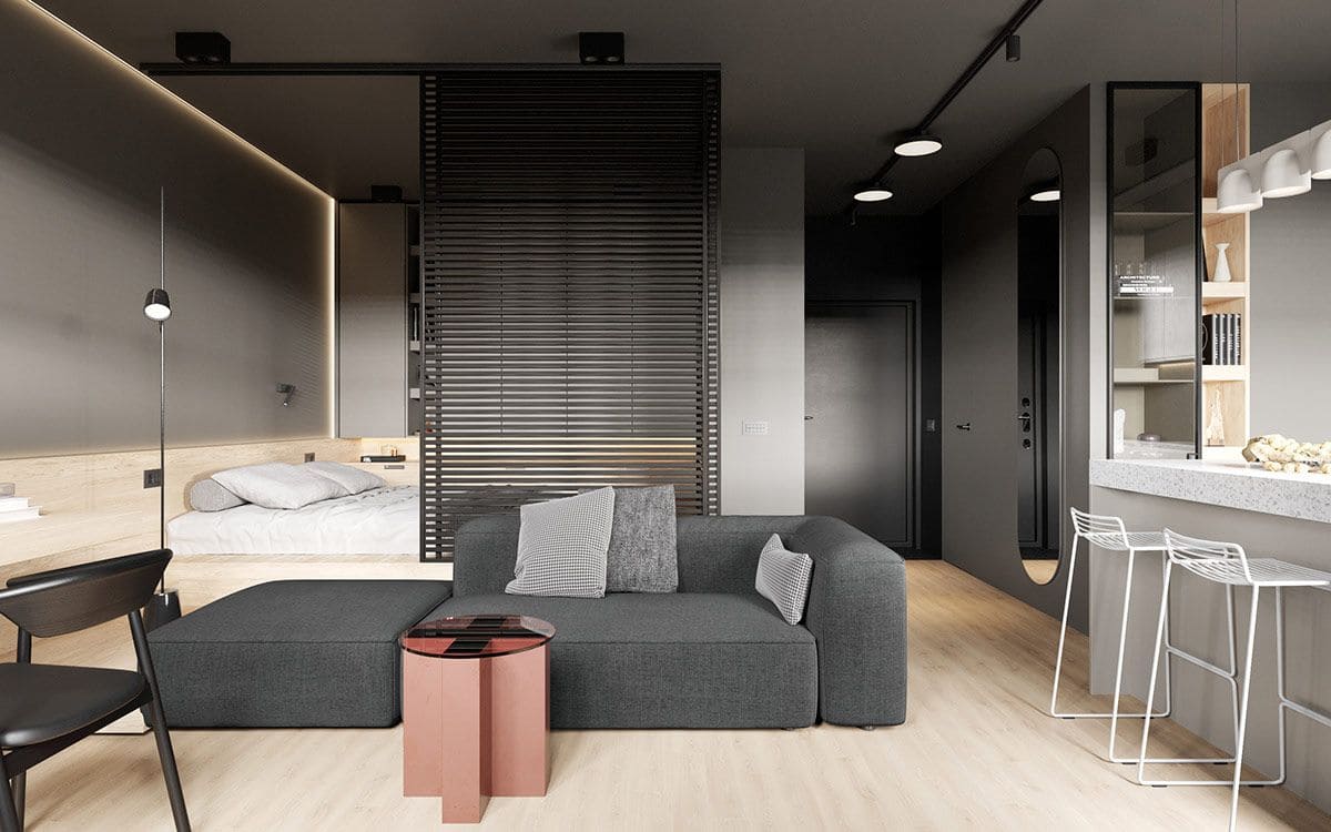 Thiết kế nội thất căn hộ 43m2 theo phong cách công nghiệp