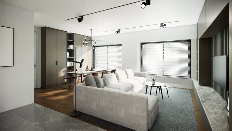 Thiết kế nội thất căn hộ 48m2 phong cách Hiện Đại