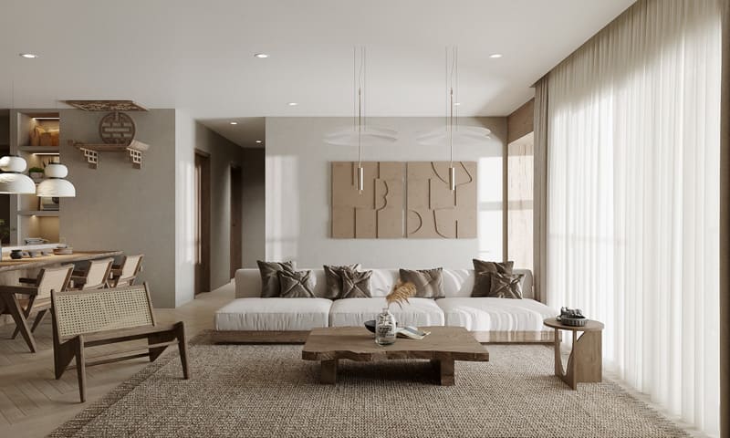 Thiết kế nội thất căn hộ 48m2 phong cách Wabi Sabi