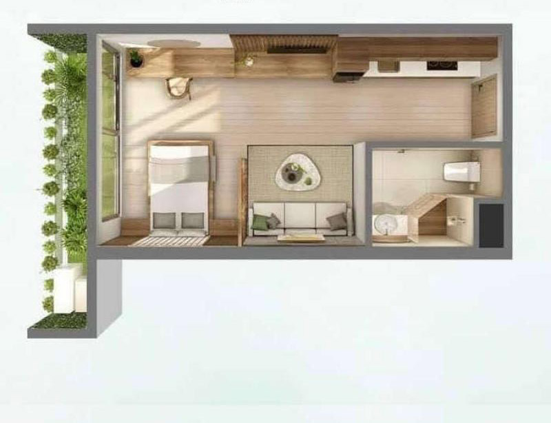 Thiết kế nội thất căn hộ 48m2 studio