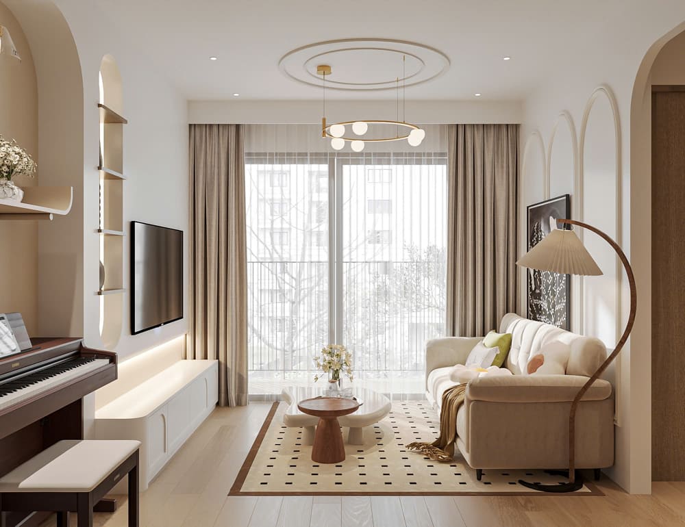 Thiết kế nội thất căn hộ 53m2 phong cách Tối Giản