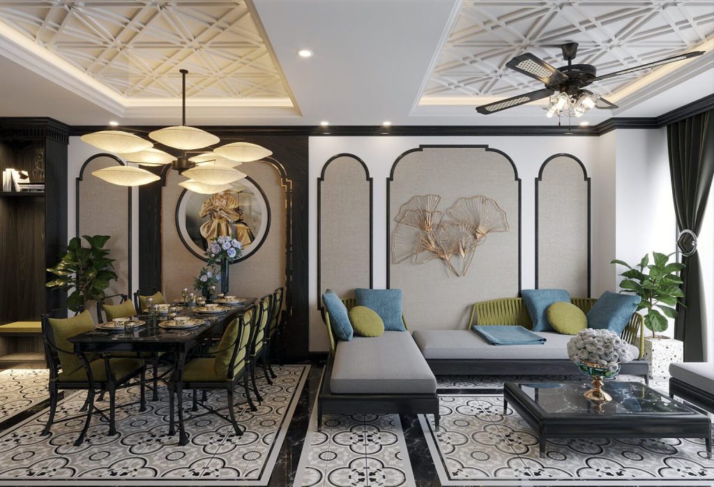 Thiết kế nội thất căn hộ 68m2 phong cách Indochine