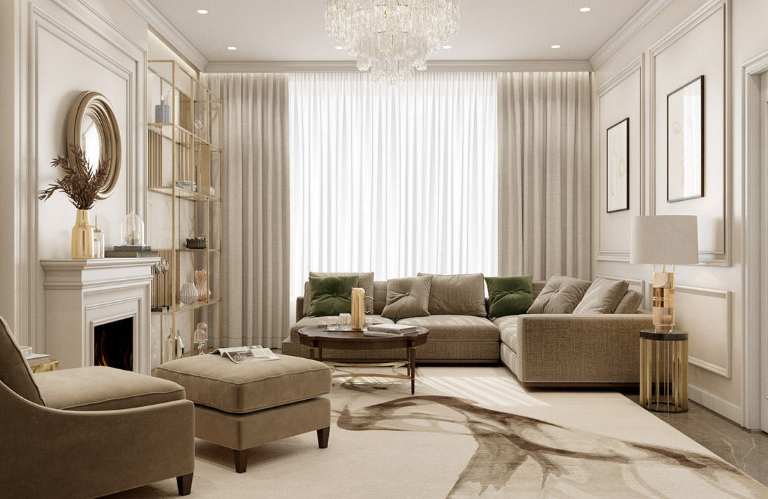 Thiết kế nội thất căn hộ 68m2 phong cách Tân Cổ Điển