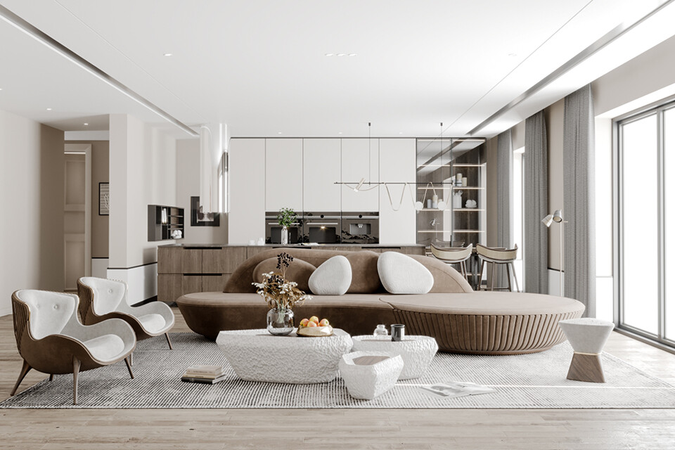 Thiết kế nội thất chung cư 105m2 theo phong cách Tối Giản