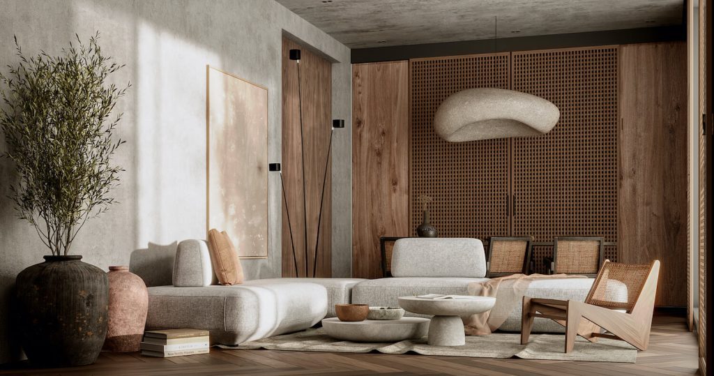 Thiết kế nội thất chung cư 105m2 theo phong cách Wabi Sabi