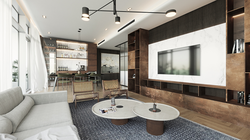 Thiết kế nội thất chung cư 130m2 theo phong cách Hiện Đại