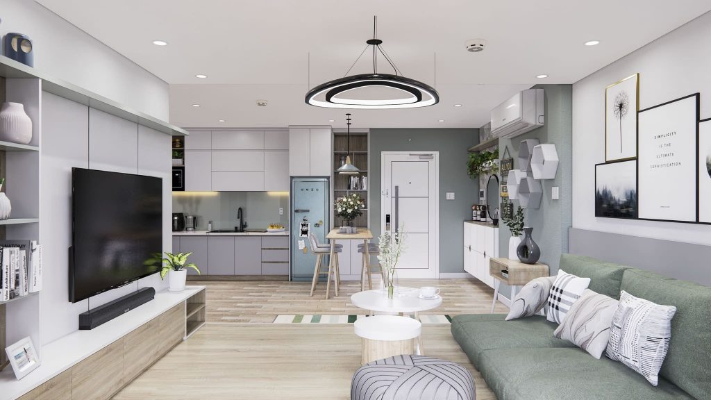 Thiết kế nội thất chung cư 55m2 phong cách Hiện Đại