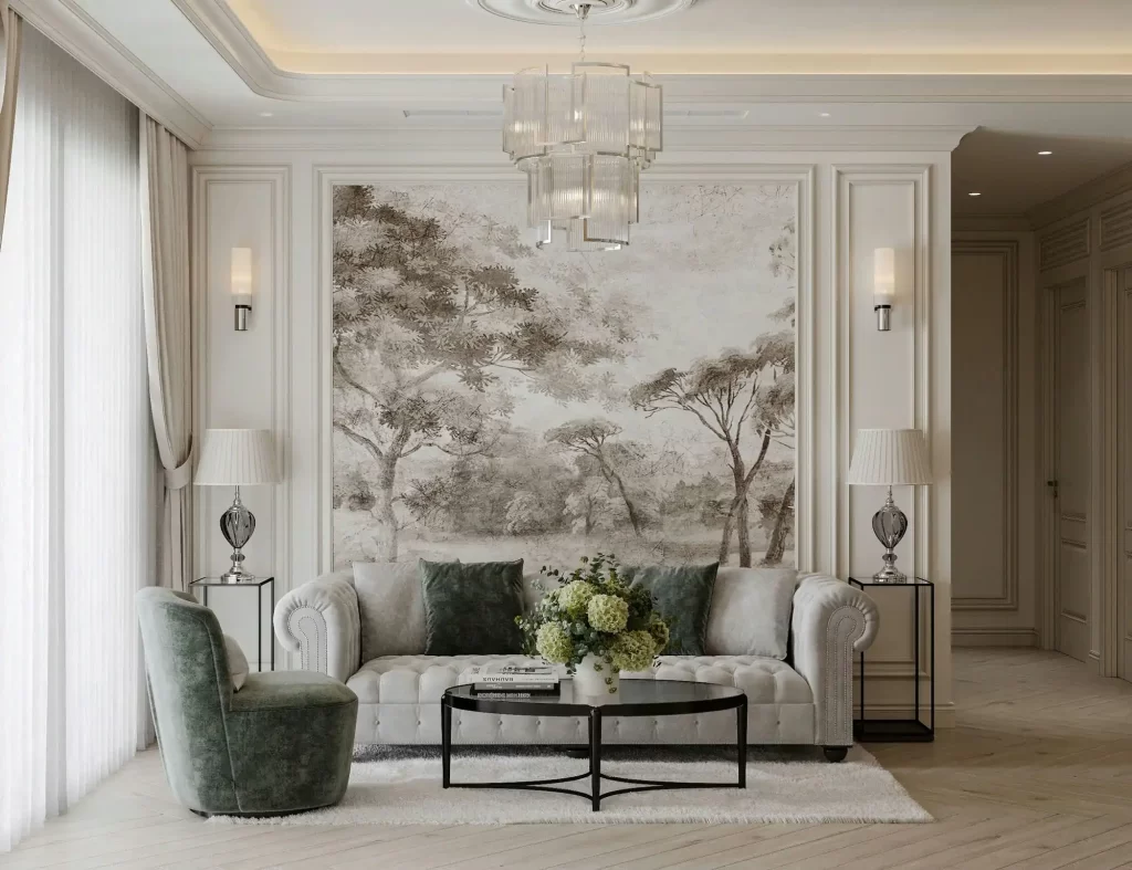 Thiết kế nội thất chung cư 55m2 phong cách Tân Cổ Điển