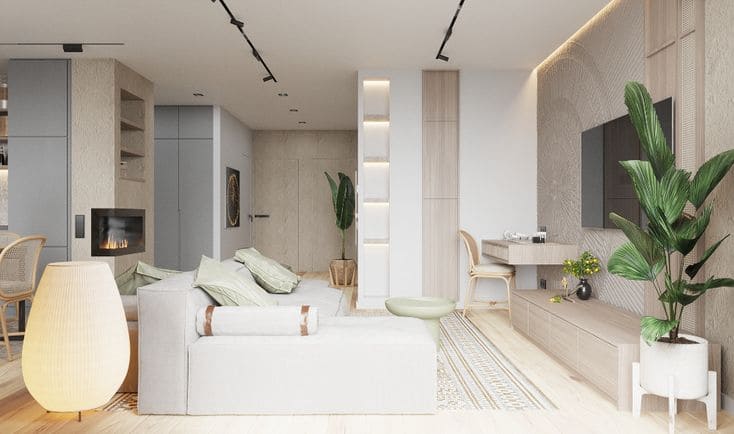 Thiết kế nội thất chung cư 62m2 theo phong cách japandi