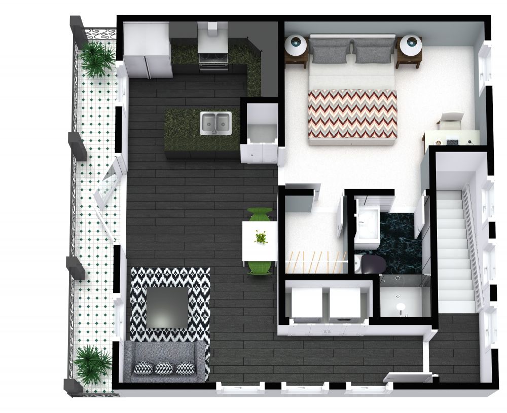 Thiết kế nội thất chung cư 72m2 1 phòng ngủ