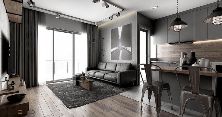 Thiết kế nội thất chung cư 72m2 phong cách Công Nghiệp