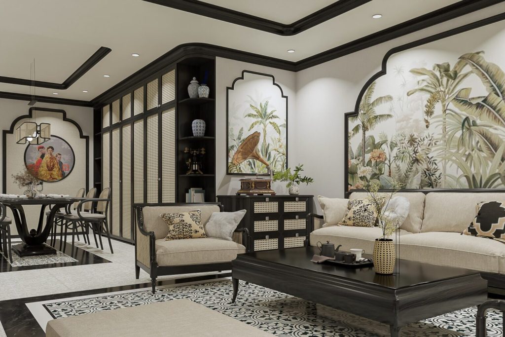 Thiết kế nội thất chung cư 78m2 theo phong cách indochine