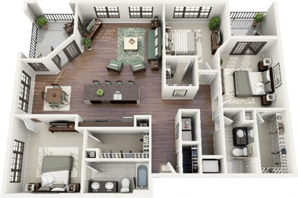 Thiết kế nội thất chung cư 85m2 3 phòng ngủ