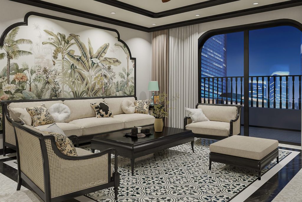 Thiết kế nội thất chung cư 85m2 theo phong cách indochine