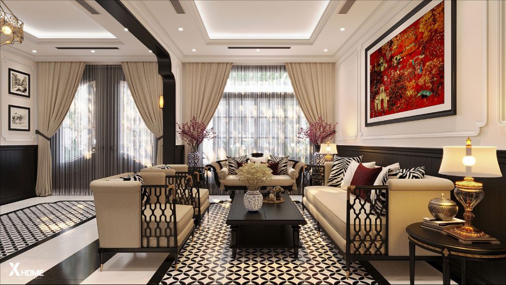 Thiết kế nội thất chung cư 86m2 phong cách Indochine