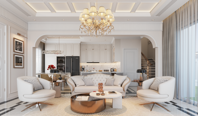 Thiết kế nội thất chung cư 96m2 theo phong cách Cổ Điển