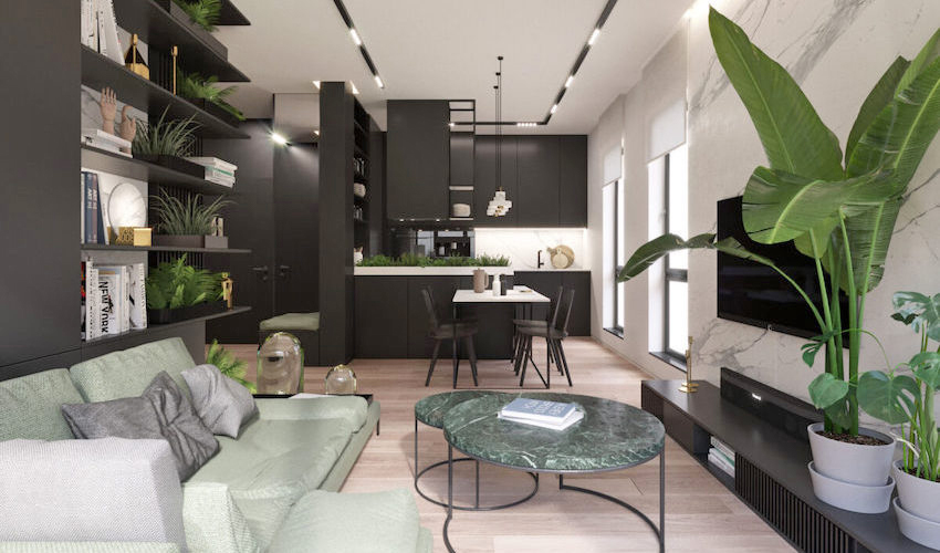 Thiết kế nội thất chung cư 96m2 theo phong cách Xanh