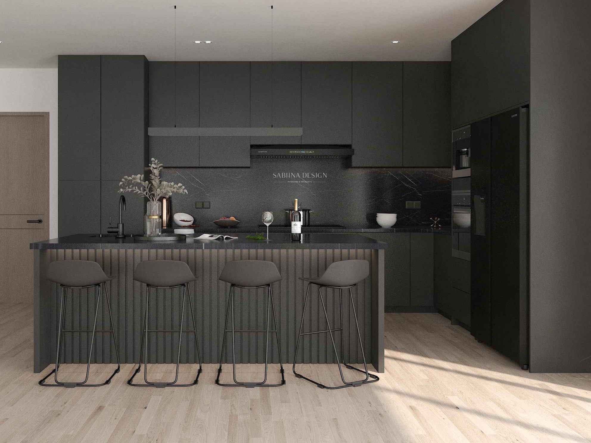 Thiết kế phòng bếp 10m2 với đảo bếp nhỏ