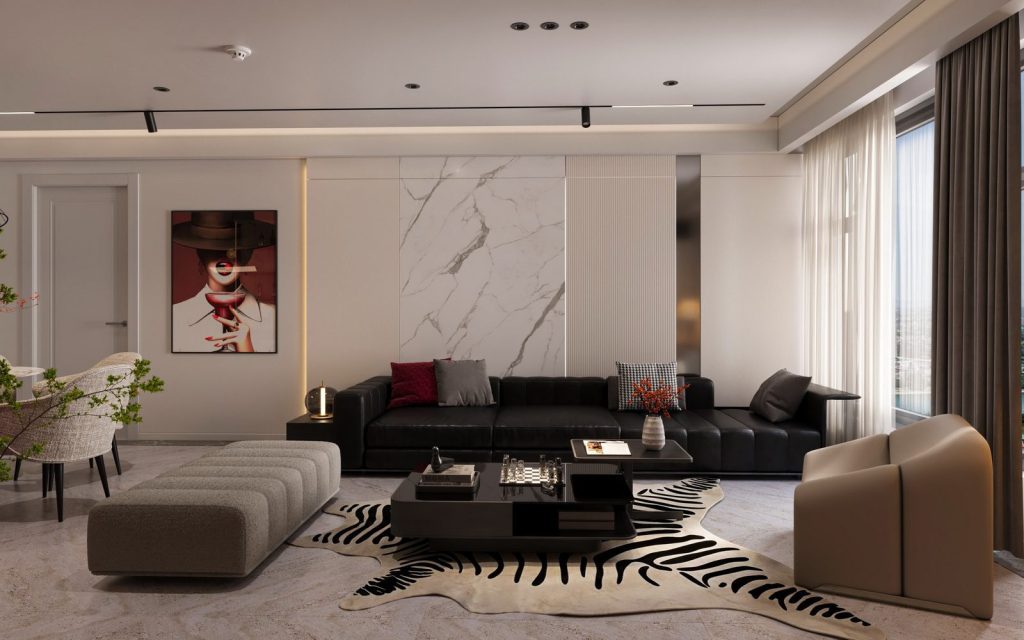 Thiết kế nội thất phòng khách chung cư 62m2