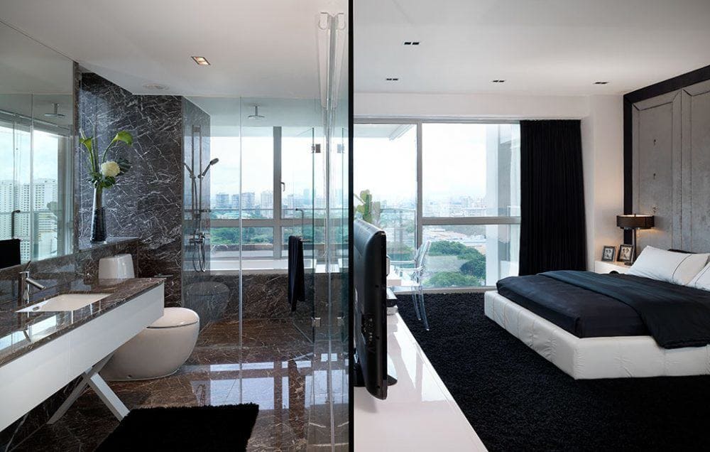 Thiết kế nội thất phòng ngủ 14m2 có nhà vệ sinh