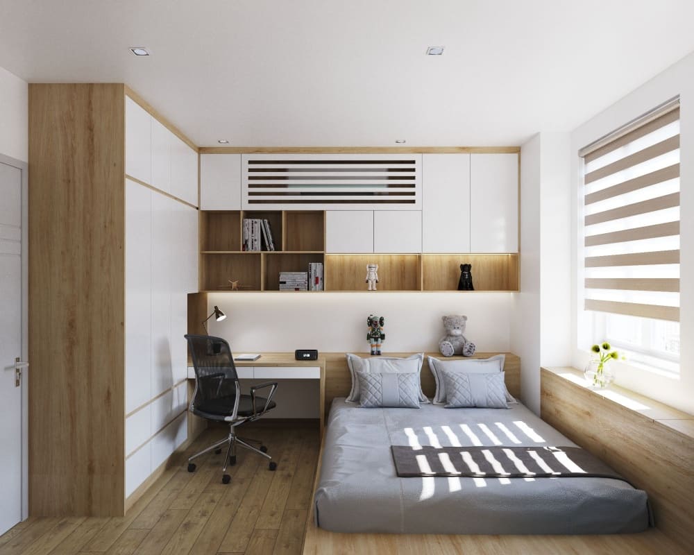 Thiết kế phòng ngủ 11m2 phong cách Tối Giản