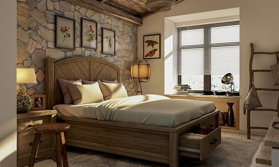 Thiết kế phòng ngủ 22m2 phong cách Rustic