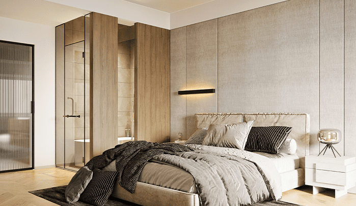 Thiết kế phòng ngủ 24m2 có nhà vệ sinh