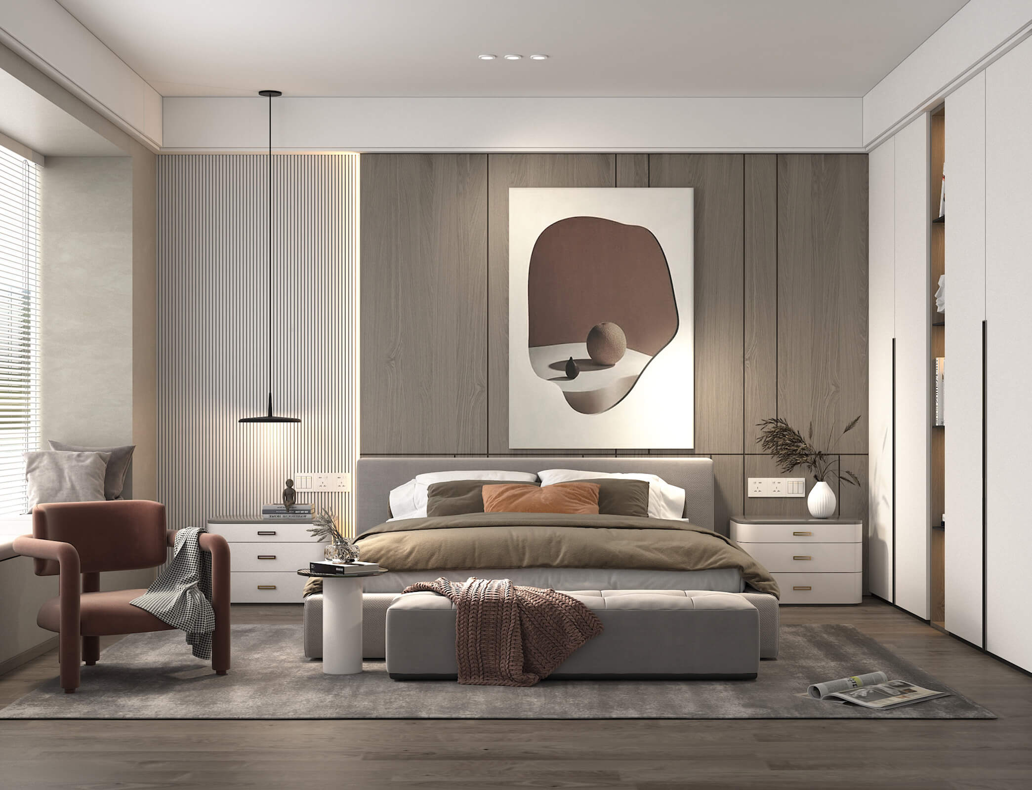 Thiết kế phòng ngủ 25m2 phong cách Hiện Đại
