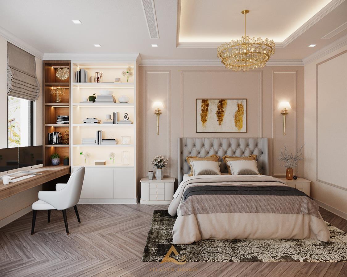Thiết kế phòng ngủ 21m2 phong cách Cổ Điển