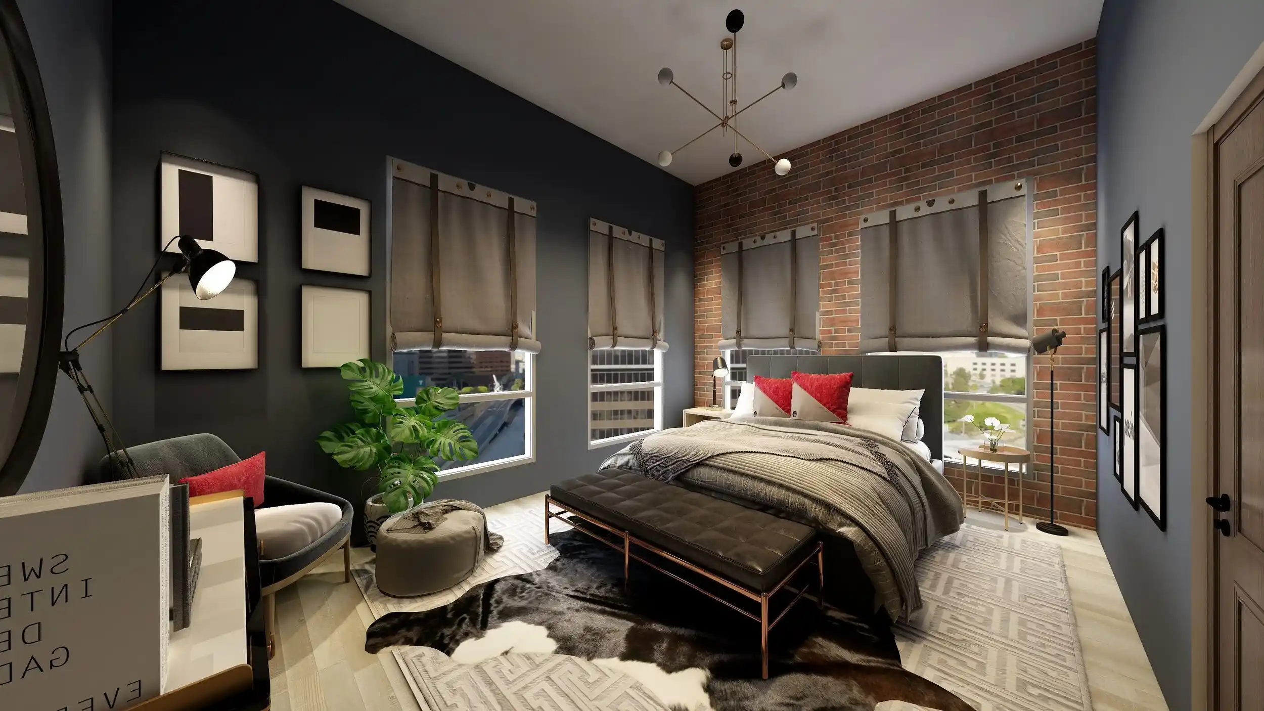 Thiết kế phòng ngủ 28m2 phong cách Công Nghiệp