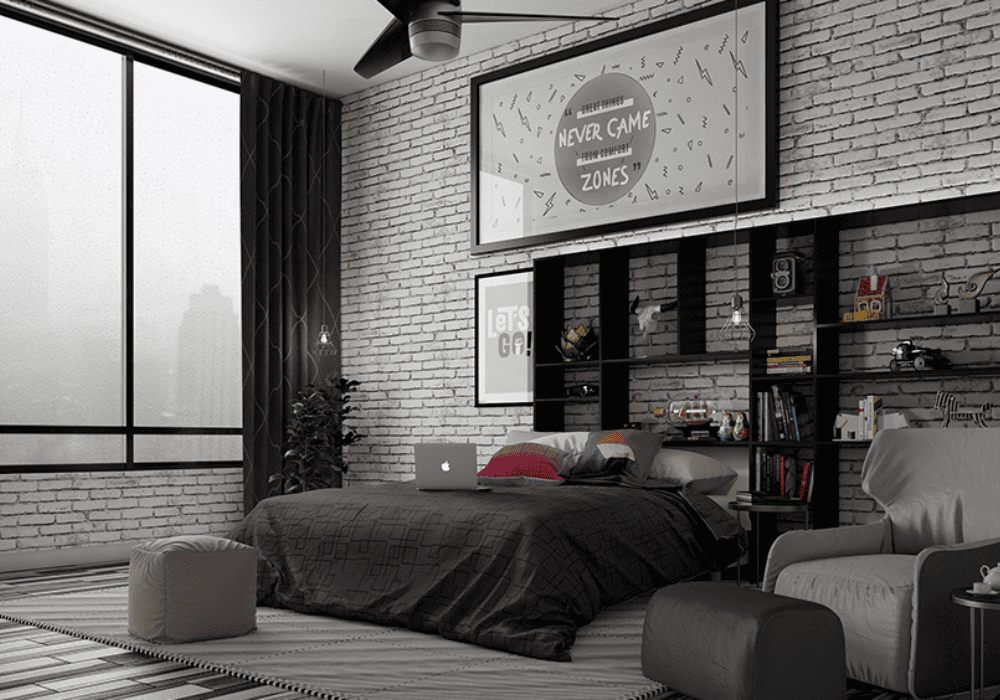 Thiết kế phòng ngủ 35m2 phong cách Công Nghiệp