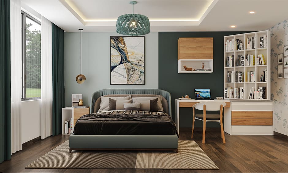 Thiết kế phòng ngủ 40m2 có phòng làm việc