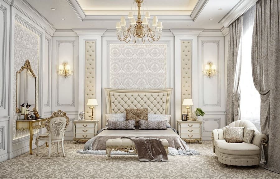 Thiết kế không gian phòng ngủ 40m2 phong cách Châu Âu