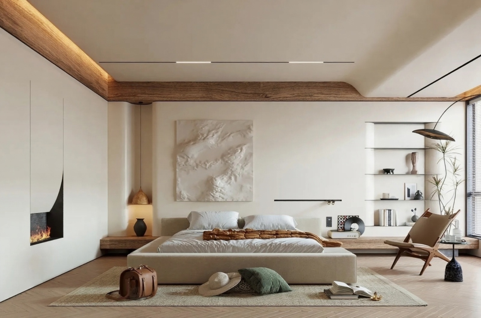 Phòng ngủ 40m2 phong cách Wabi Sabi 