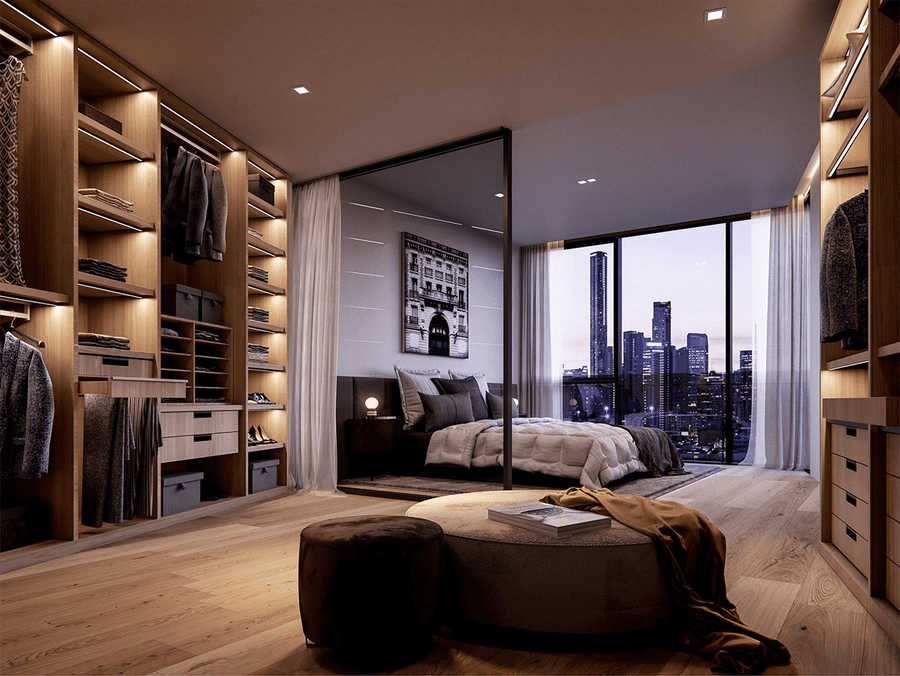 Thiết kế phòng ngủ diện tích 40m2 tích hợp phòng thay đồ