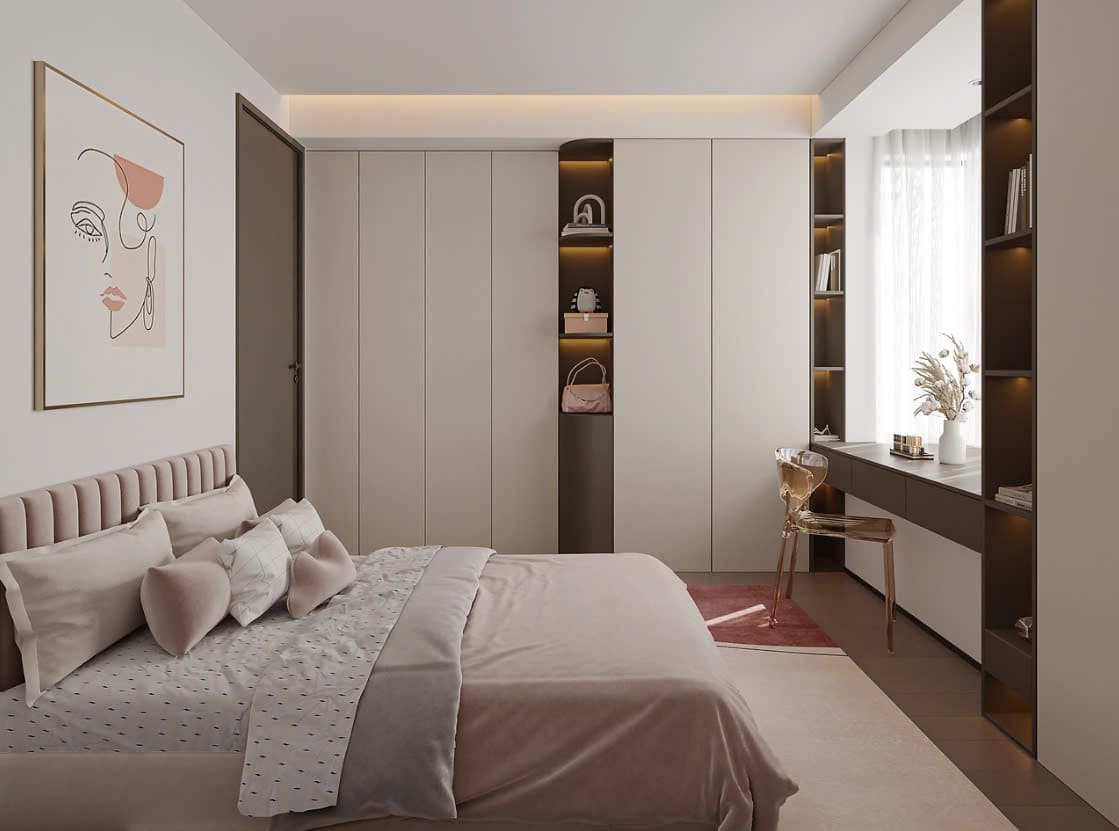 Thiết kế phòng ngủ 6m2 cho nữ