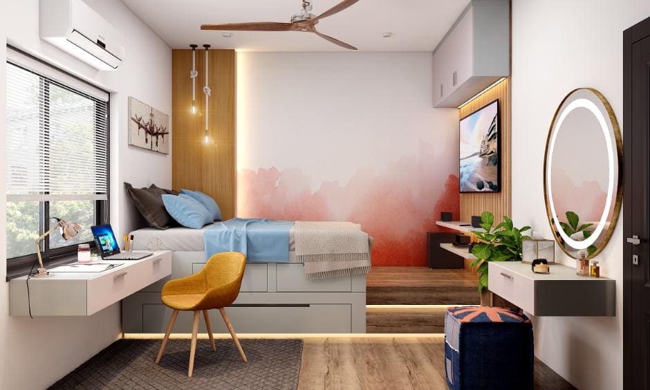 Thiết kế phòng ngủ 7m2 với giường đa năng