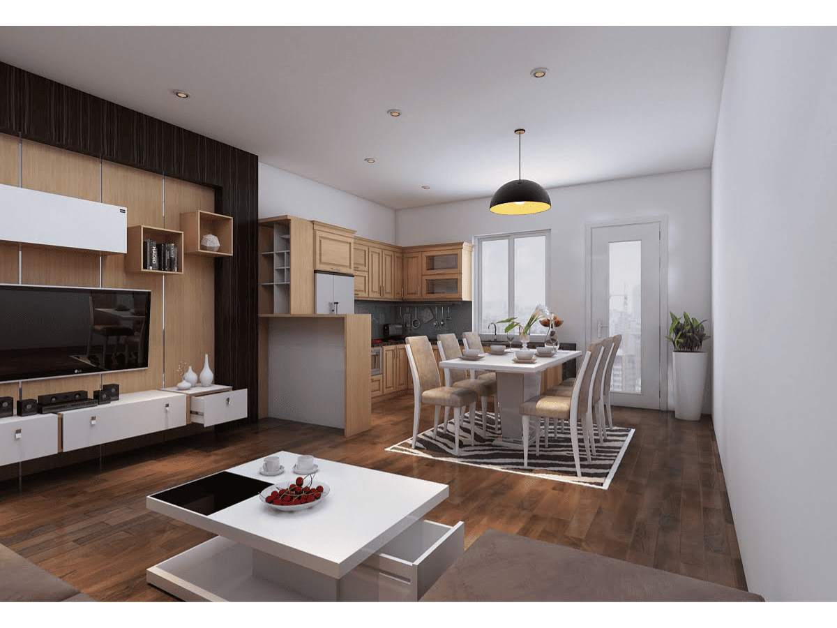 TOP 10+ Mẫu Thiết Kế Phòng Khách Liền Bếp 40m2 Đẹp & Tiện Nghi