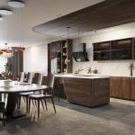 Thiết kế phòng bếp 16m2 với đá marble