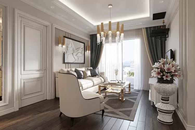 Thiết kế phòng khách 18m2 phong cách Cổ Điển