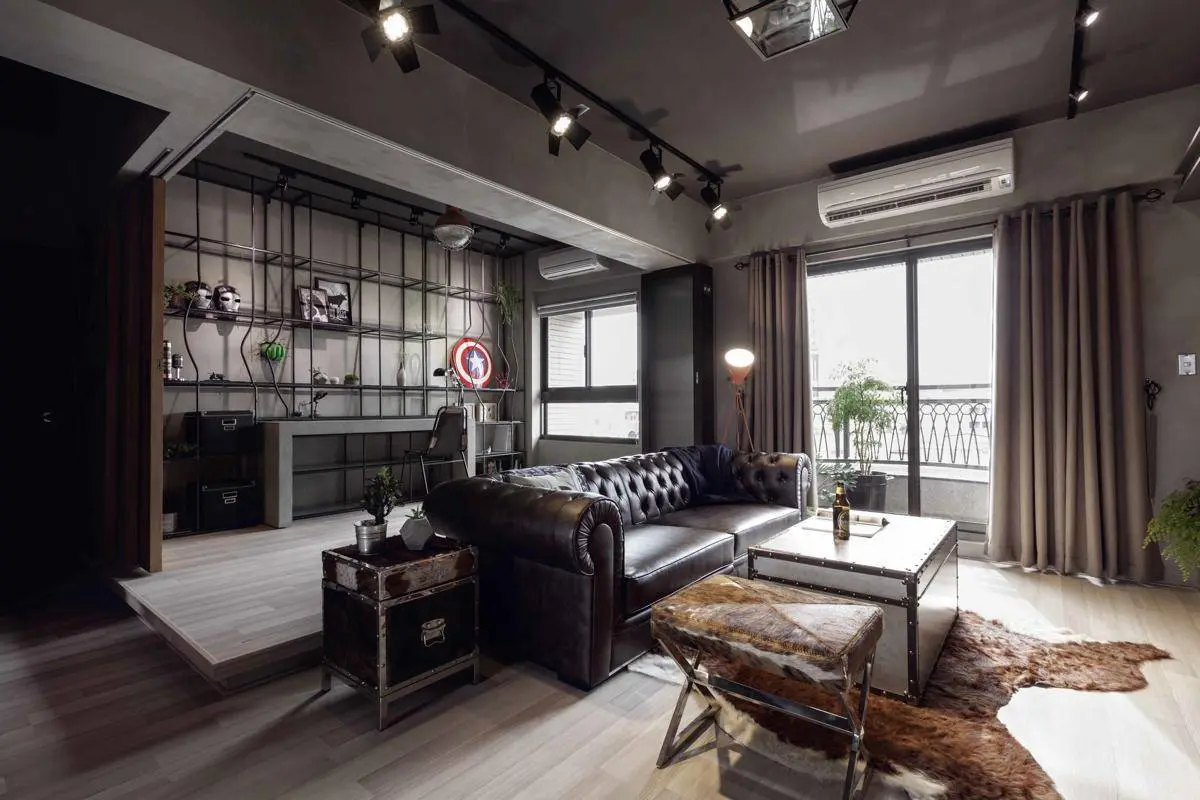 Thiết kế phòng khách 18m2 phong cách Công Nghiệp