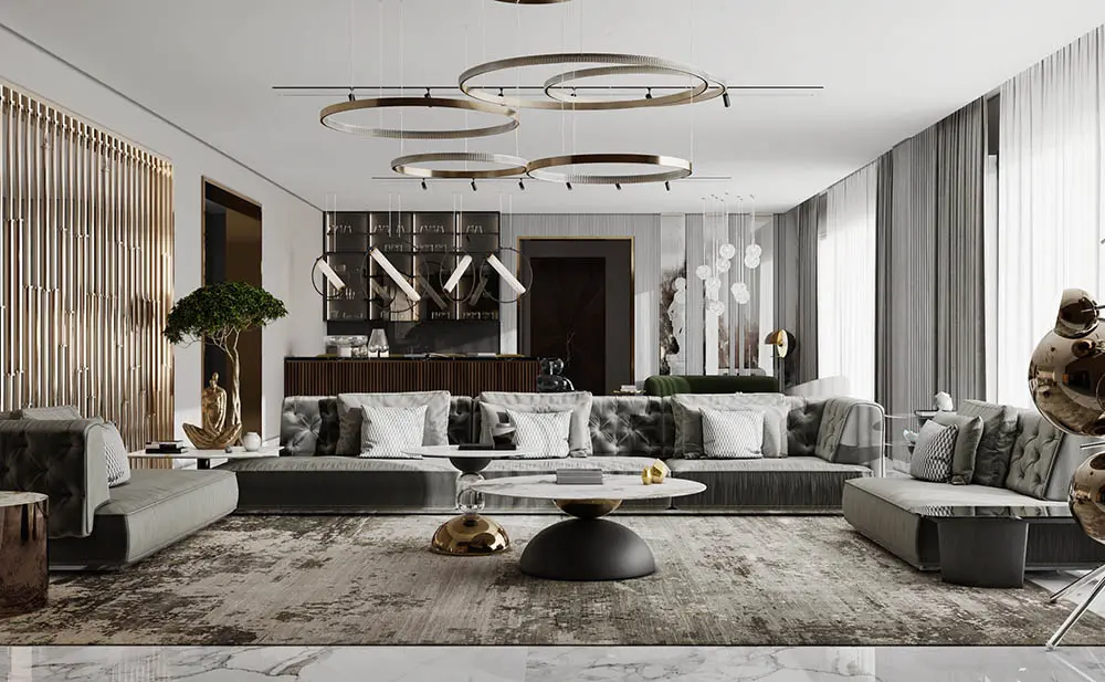 Thiết kế phòng khách 18m2 phong cách Sang Trọng