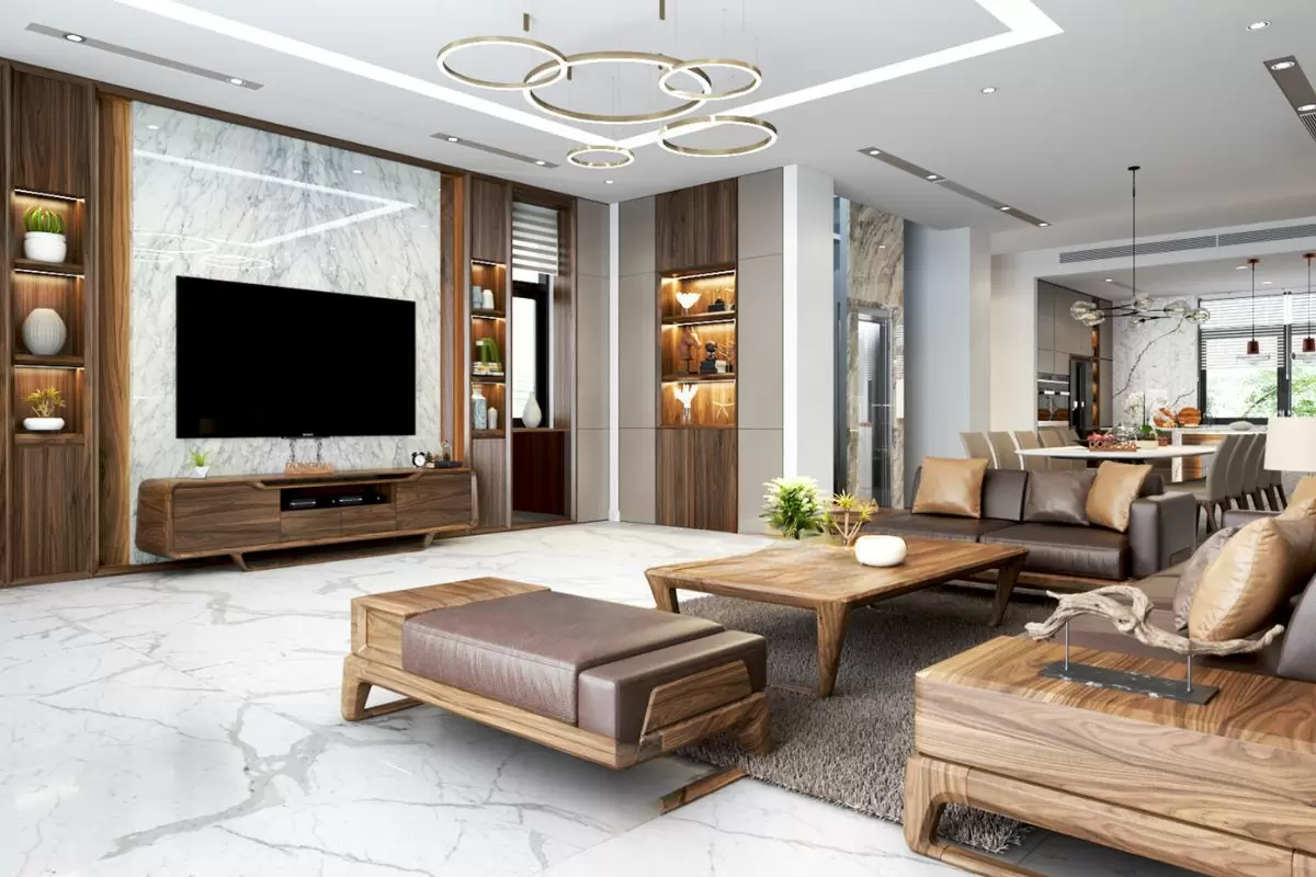 Thiết kế phòng khách 25m2 phong cách Hiện Đại
