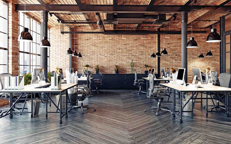 Thiết kế văn phòng 90m2 phong cách công nghiệp