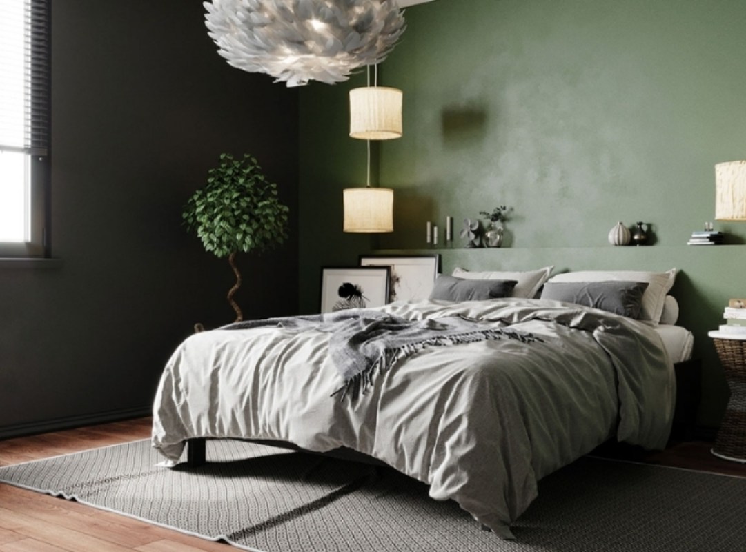 Ý tưởng thiết kế phòng ngủ màu xanh ngọc sang trọng, thư giãn