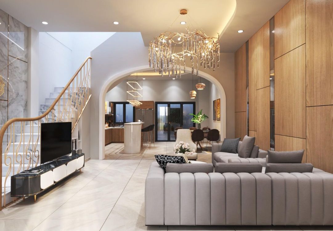 Phòng khách có cầu thang đẹp - Tối ưu không gian sang trọng