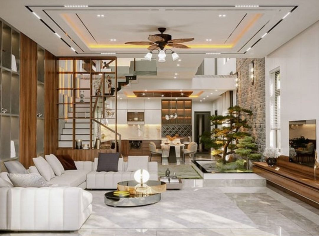 Mẫu cầu thang kết hợp tủ rượu hoặc kệ trang trí