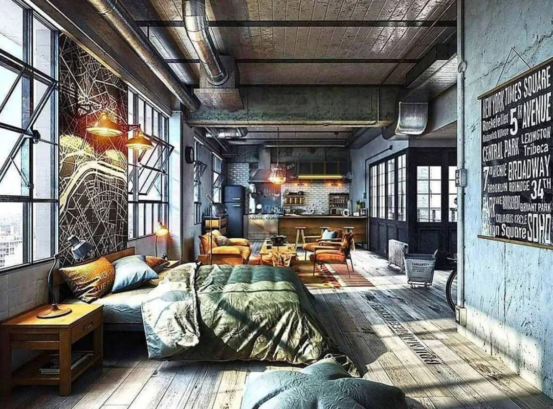 Mẫu phòng ngủ Industrial mang hơi thở công nghiệp đậm nét