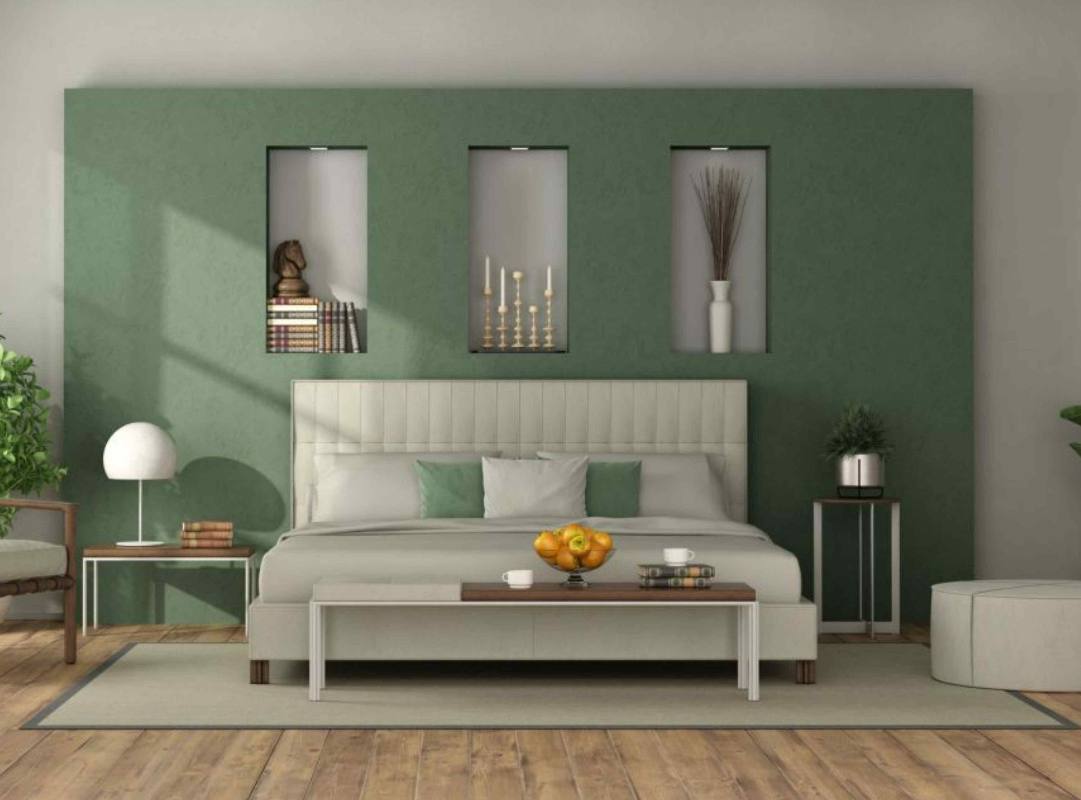 Mẫu phòng ngủ mệnh mộc xanh lá cây tự nhiên