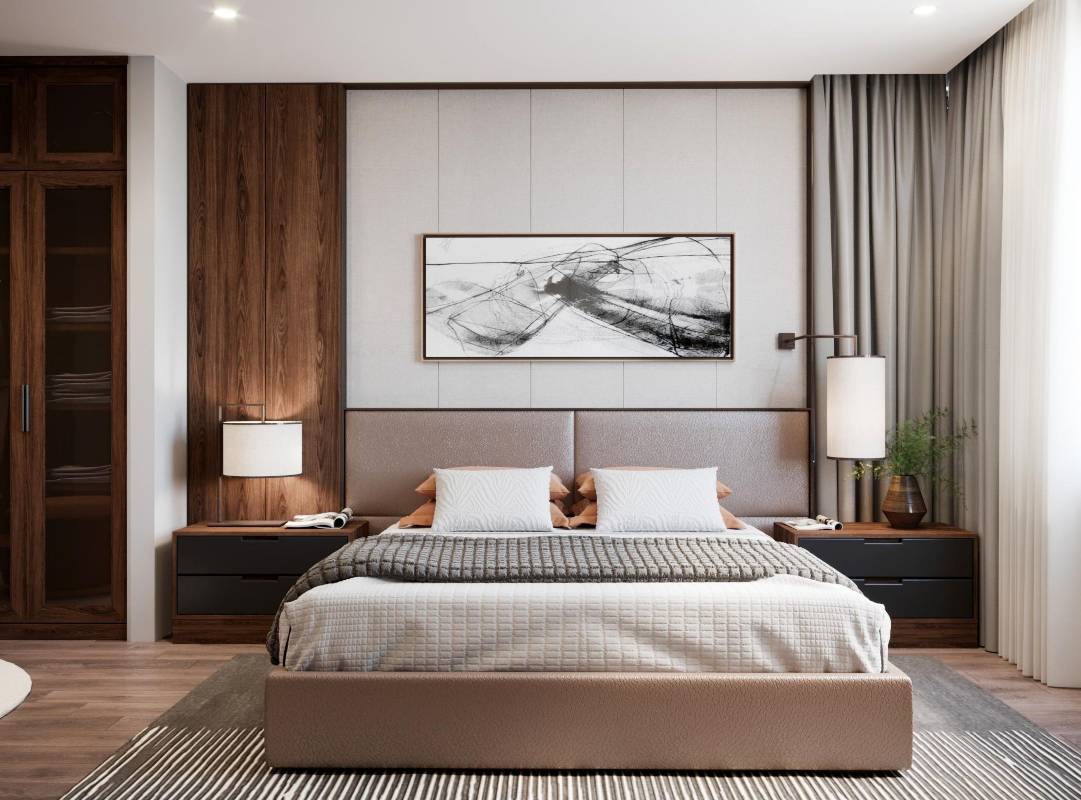 Mẫu thiết kế phòng ngủ ông bà tối giản